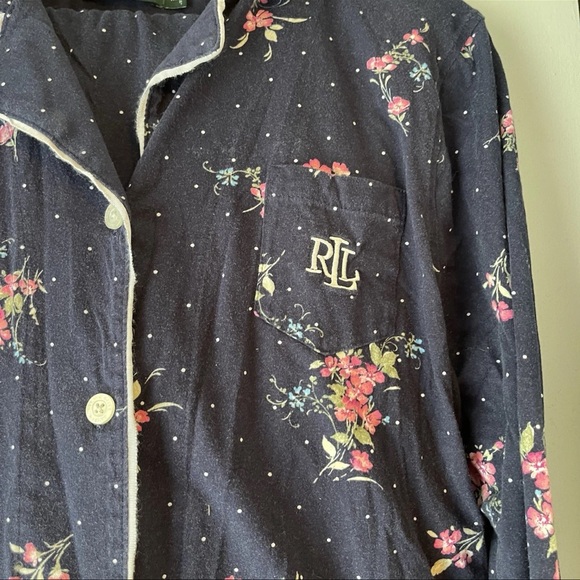 Lauren Ralph Lauren 2pc Flannel Pajama Set Green Label Plaid Crest Size 1X - Picture 2 of 10